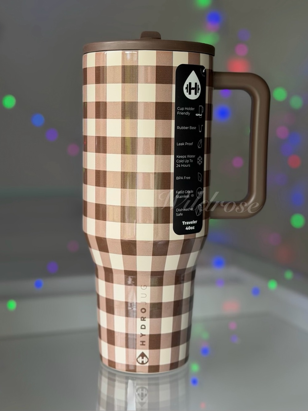 Hydrojug ACTA 40oz Brown coconut Gingham Plaid picnic Traveler Limited Edition